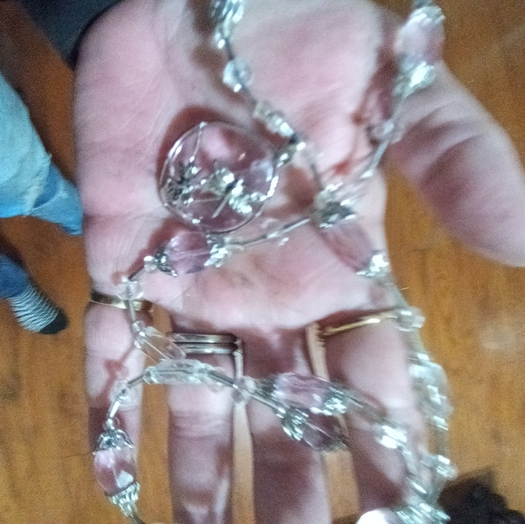 Very Vintage Sterling Silver Glass Beaded Necklace - Picture 7 of 7